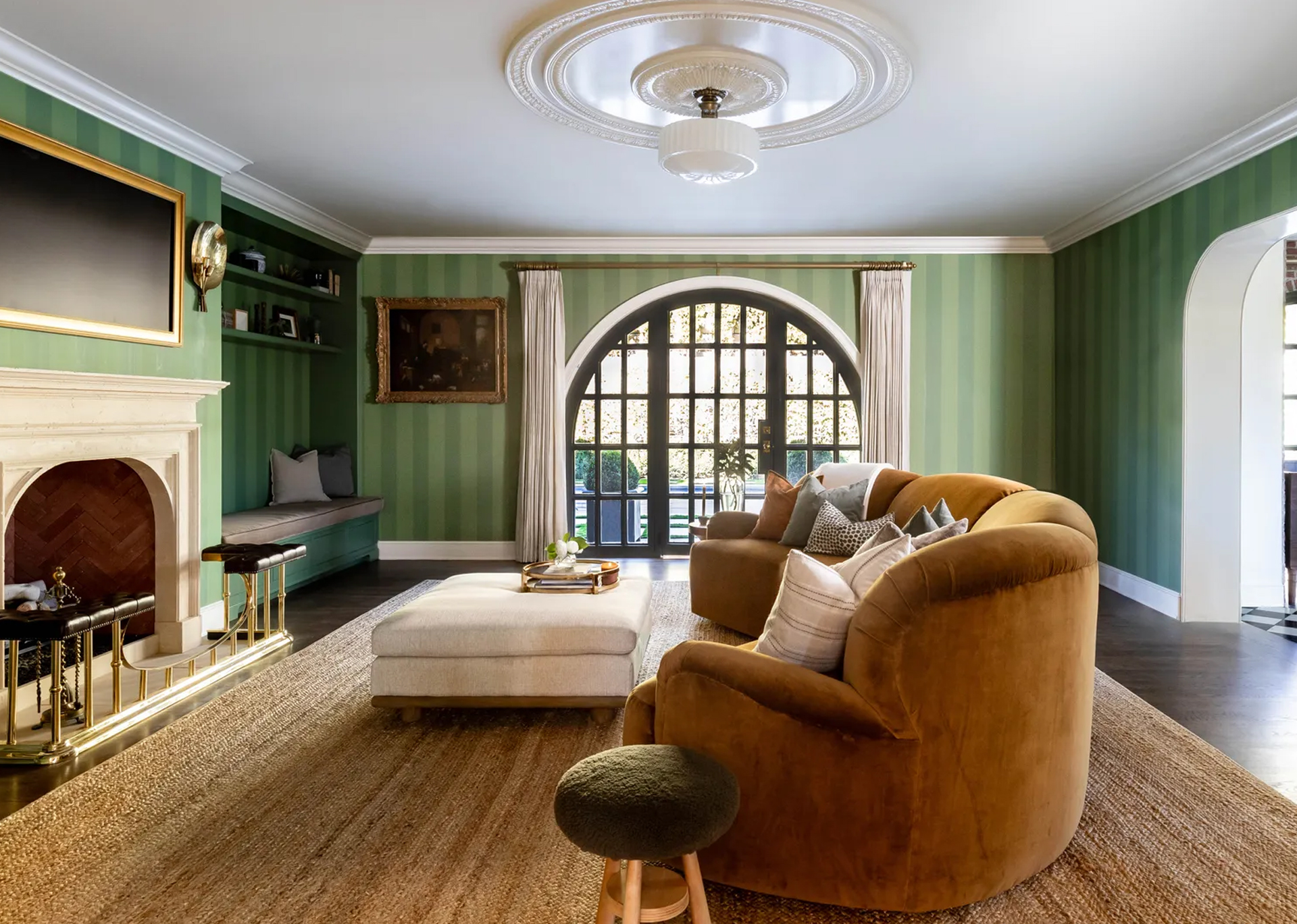 Living room inside Tan France's Tudor-Style Dream House in Salt Lake City.